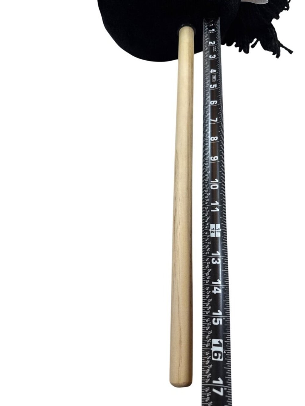 Plush Black large Hobby Horse On Wooden Stick Mane Braids, detachable stick - Picture 3 of 5